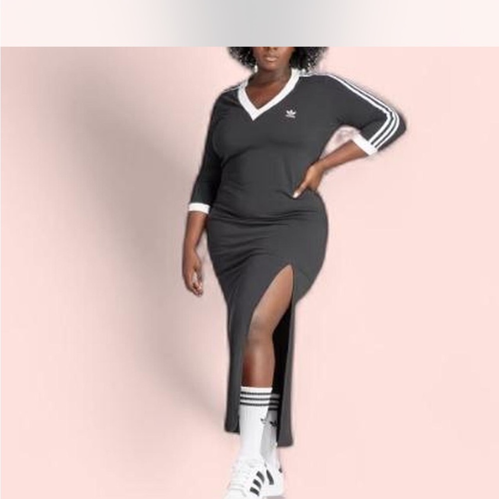 Adidas Black Maxi Dress with White Accents